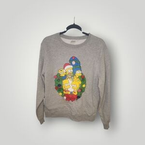 The Simpson festive ugly sweater gray pullover  size L